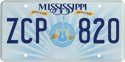 MS license plate ZCP820