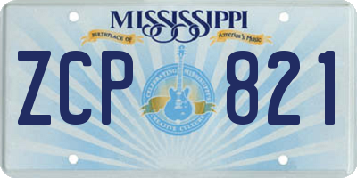 MS license plate ZCP821