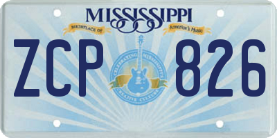 MS license plate ZCP826