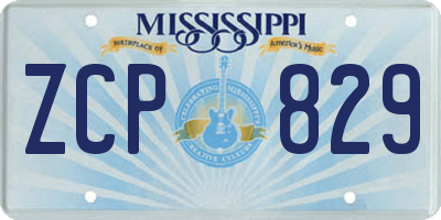 MS license plate ZCP829