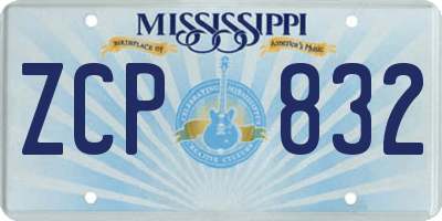 MS license plate ZCP832