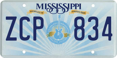MS license plate ZCP834