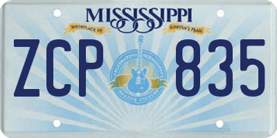 MS license plate ZCP835