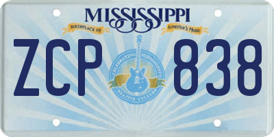 MS license plate ZCP838