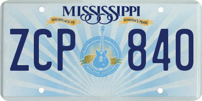 MS license plate ZCP840