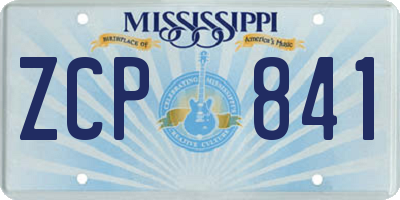 MS license plate ZCP841
