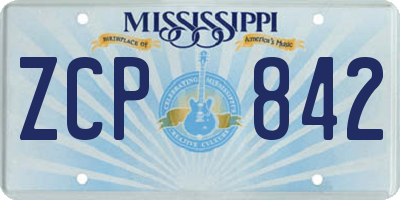 MS license plate ZCP842