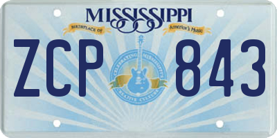 MS license plate ZCP843