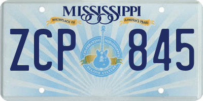 MS license plate ZCP845