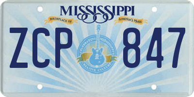 MS license plate ZCP847