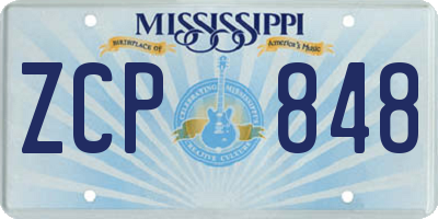 MS license plate ZCP848