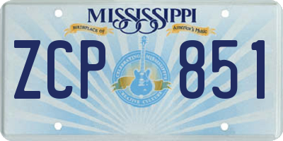 MS license plate ZCP851