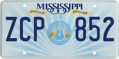 MS license plate ZCP852