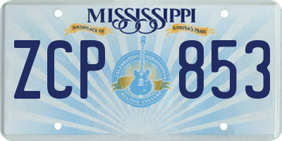 MS license plate ZCP853