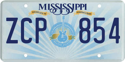 MS license plate ZCP854