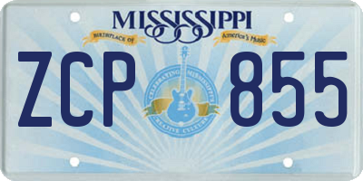 MS license plate ZCP855