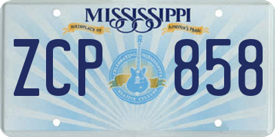 MS license plate ZCP858