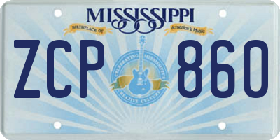 MS license plate ZCP860