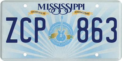 MS license plate ZCP863