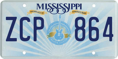 MS license plate ZCP864