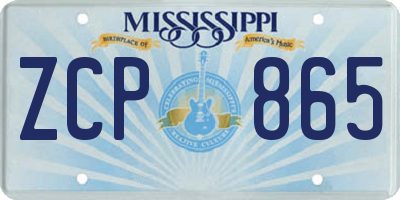 MS license plate ZCP865