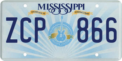 MS license plate ZCP866