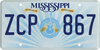 MS license plate ZCP867