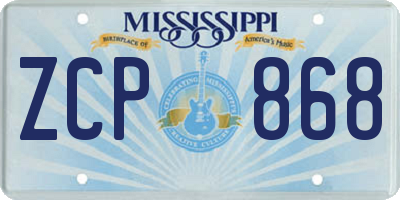 MS license plate ZCP868