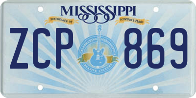 MS license plate ZCP869