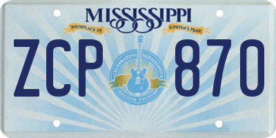 MS license plate ZCP870
