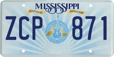 MS license plate ZCP871