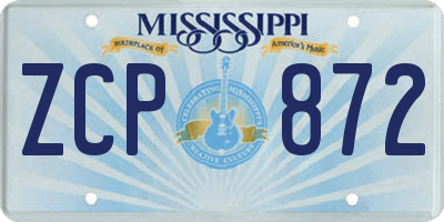 MS license plate ZCP872