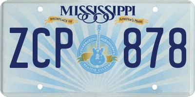 MS license plate ZCP878