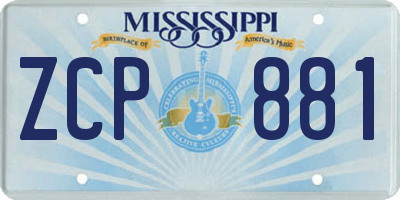 MS license plate ZCP881