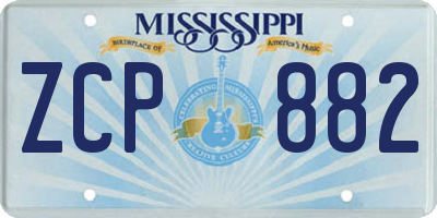 MS license plate ZCP882