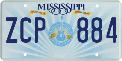 MS license plate ZCP884