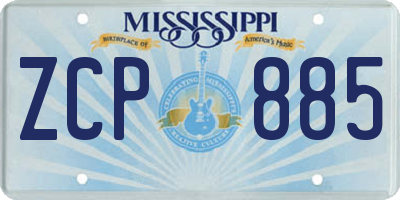 MS license plate ZCP885