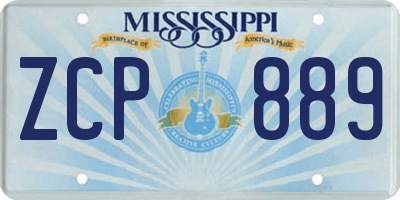 MS license plate ZCP889