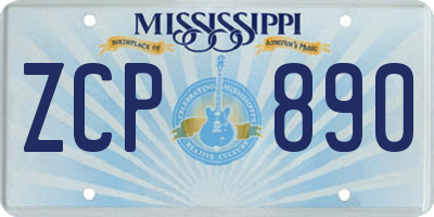 MS license plate ZCP890