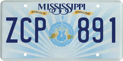 MS license plate ZCP891