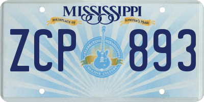 MS license plate ZCP893