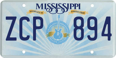 MS license plate ZCP894