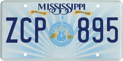MS license plate ZCP895