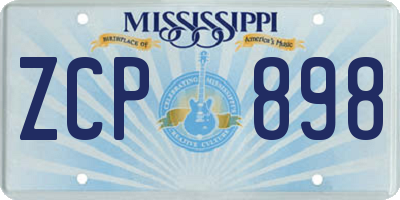MS license plate ZCP898