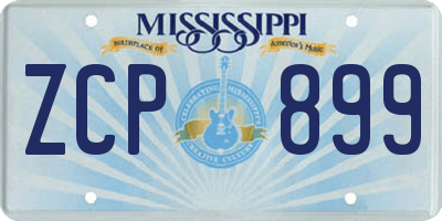 MS license plate ZCP899