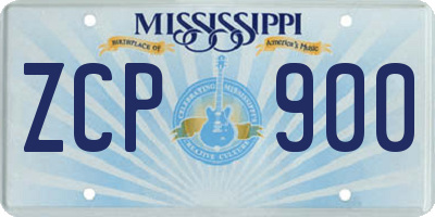 MS license plate ZCP900