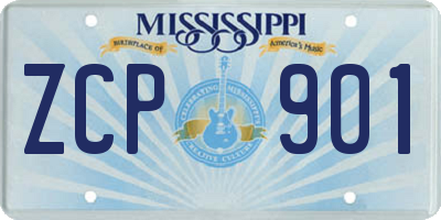 MS license plate ZCP901