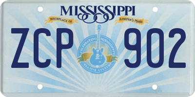 MS license plate ZCP902