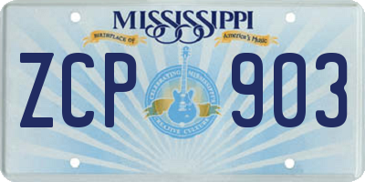 MS license plate ZCP903