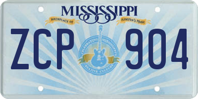 MS license plate ZCP904